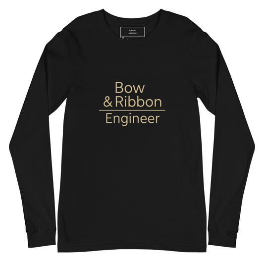 Black long-sleeve shirt with 'Bow & Ribbon Engineer' text on a white background