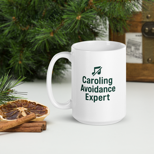 White mug with text