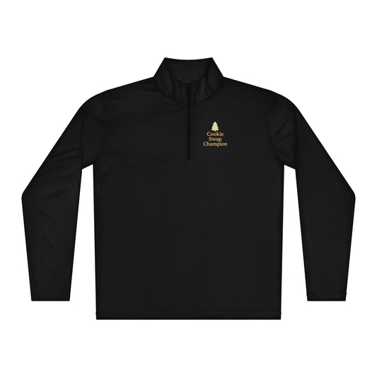 Black long-sleeve shirt with a gold logo and text on a white background