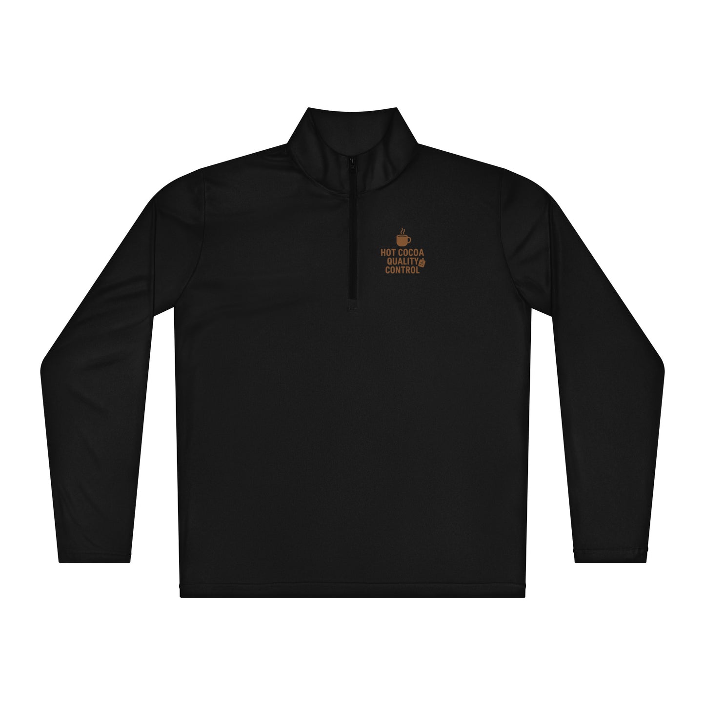 Black long-sleeve shirt with a logo on the chest against a white background
