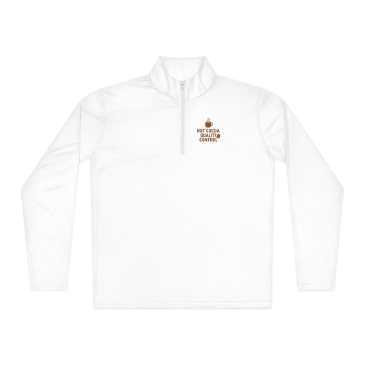 White long-sleeve shirt with a logo on the chest against a white background
