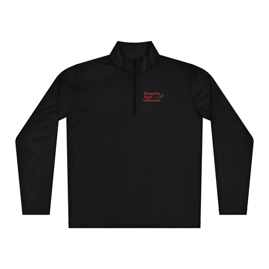 Black long-sleeve shirt with red text on a white background