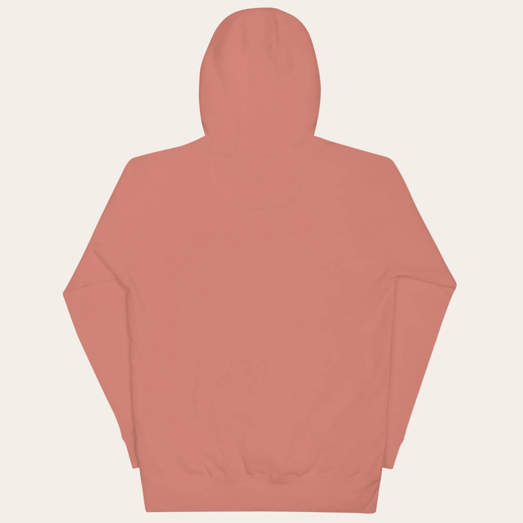 Plain terracotta-colored hoodie on a white background