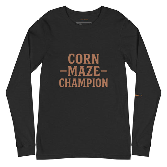 Corn Maze Champion Unisex Long Sleeve Tee - Black Heather
