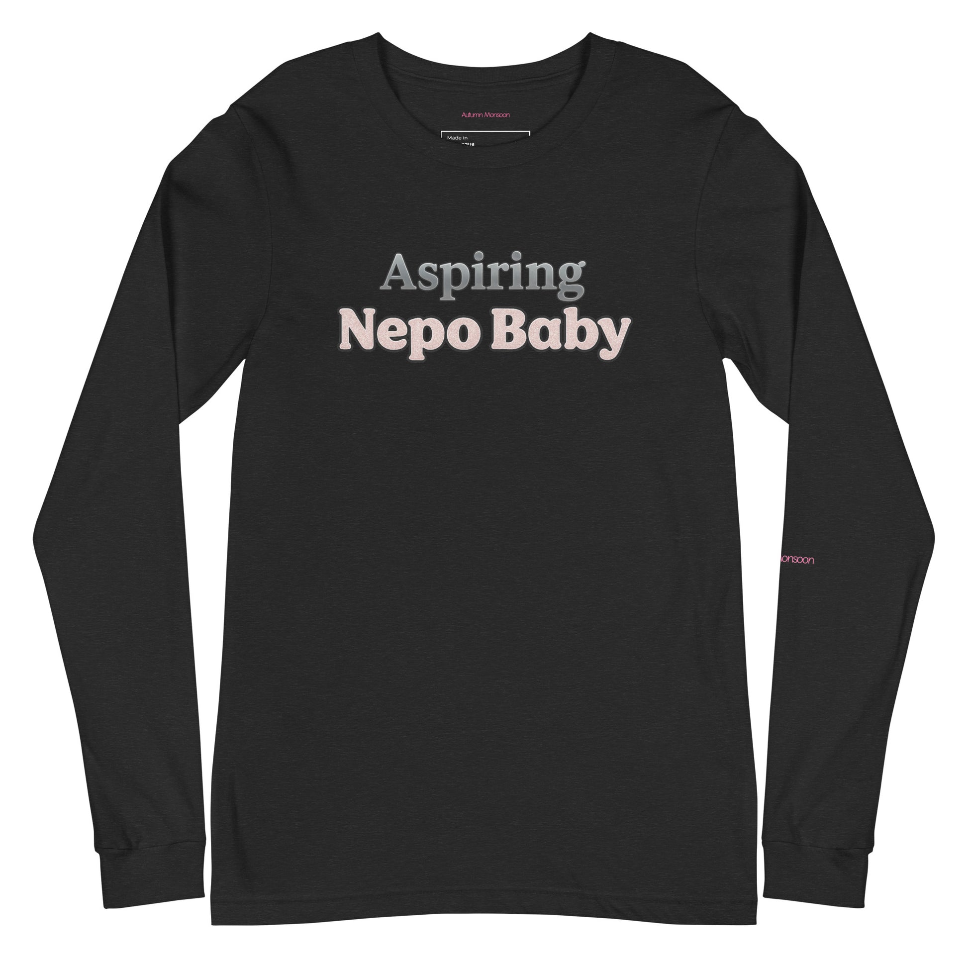 Aspiring Nepo Baby Unisex Long Sleeve Tee - Black Heather