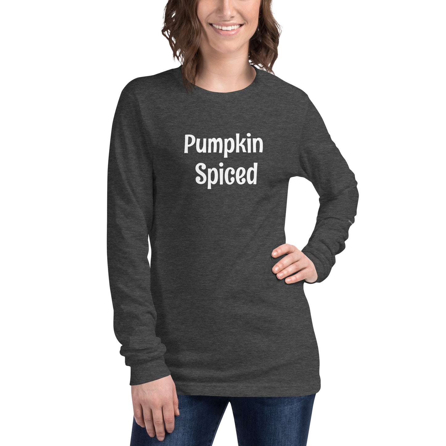 Pumpkin Spiced Unisex Long Sleeve Tee - Dark Grey Heather