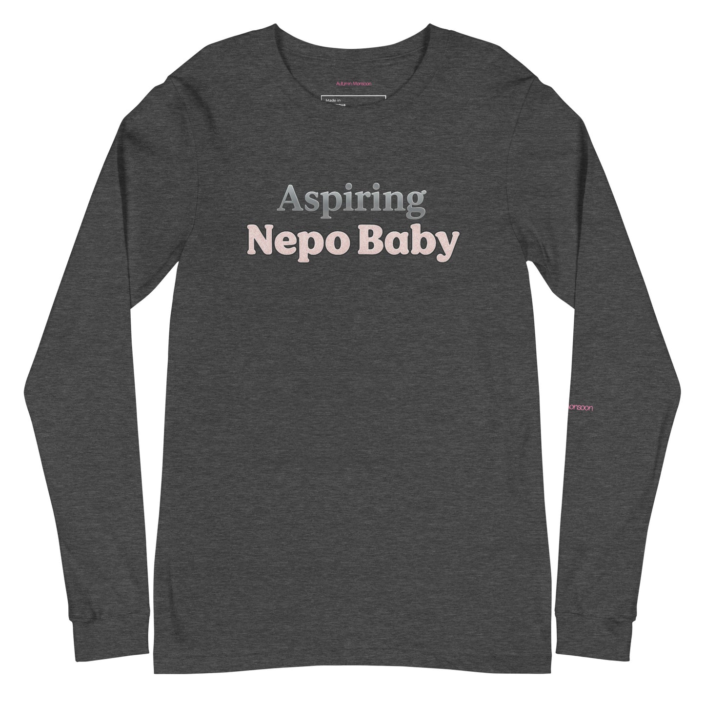Aspiring Nepo Baby Unisex Long Sleeve Tee - Dark Grey Heather