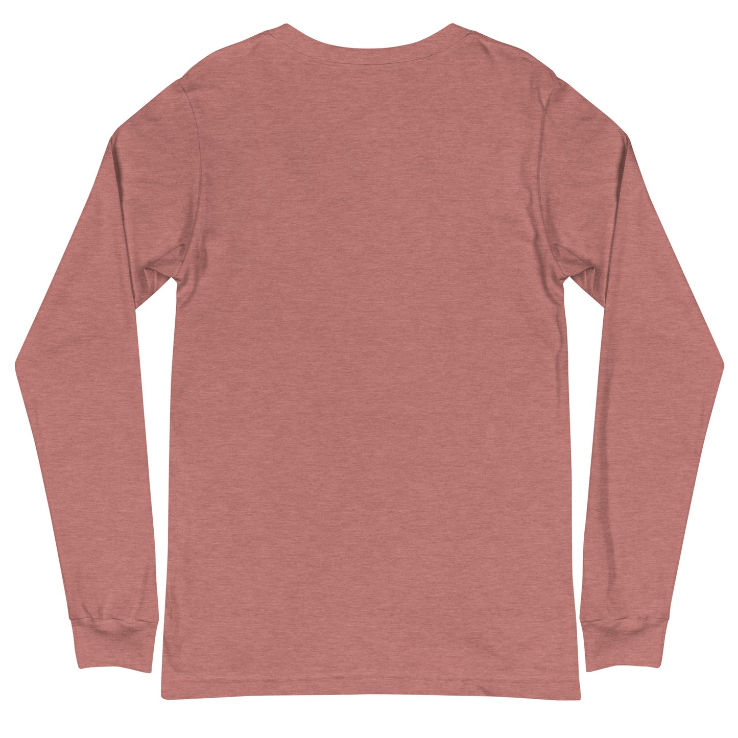 Back view of a plain pink long-sleeve shirt on a white background
