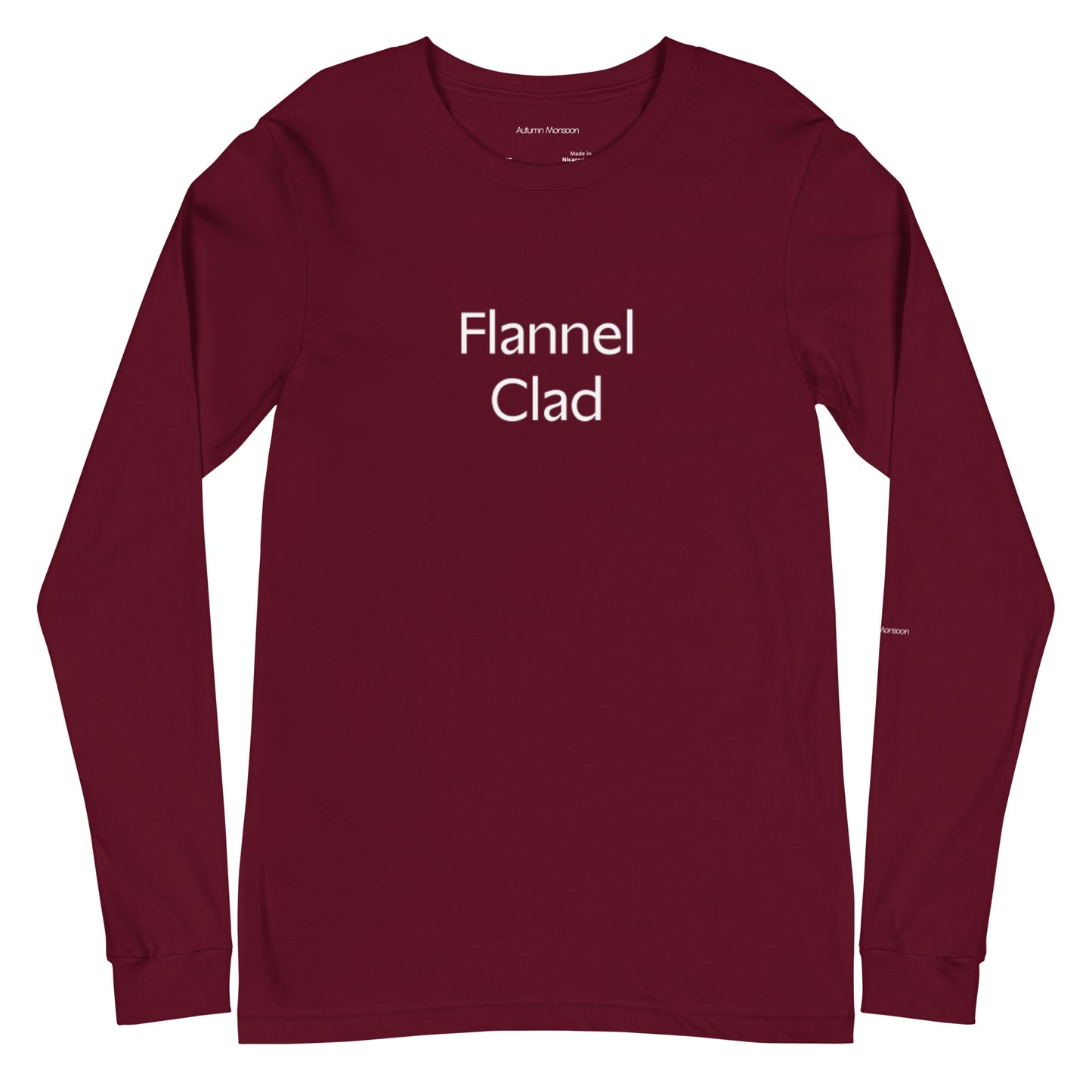 Flannel Clad Unisex Long Sleeve Tee - Maroon