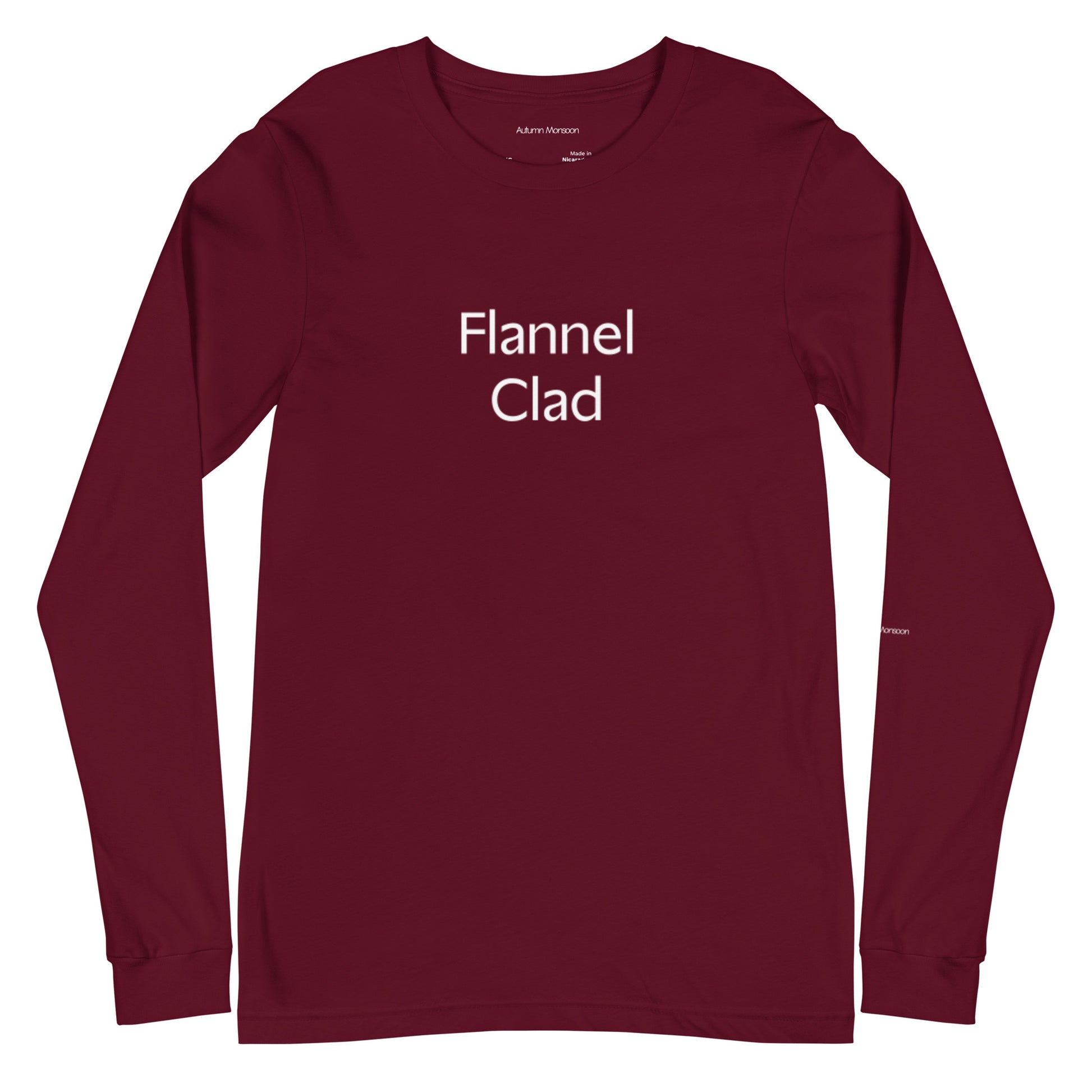 Flannel Clad Unisex Long Sleeve Tee - Maroon