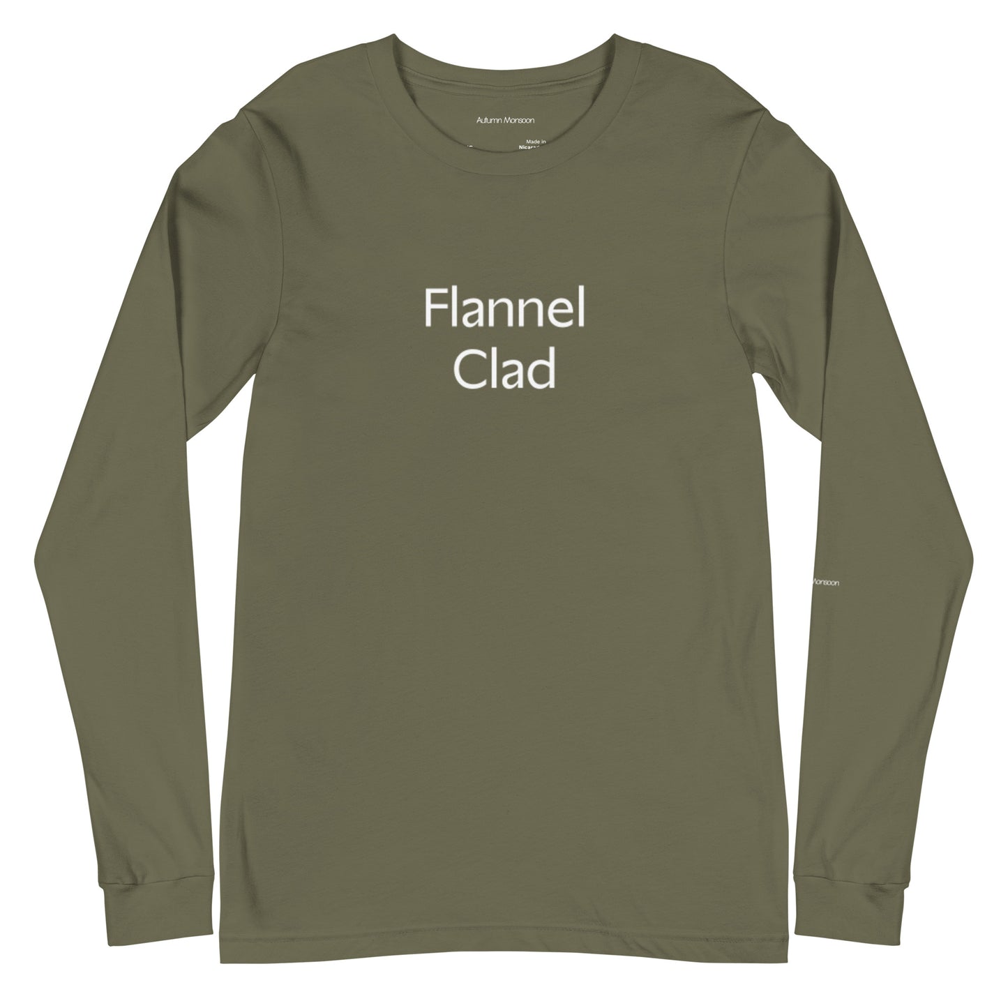 Flannel Clad Unisex Long Sleeve Tee - Military Green