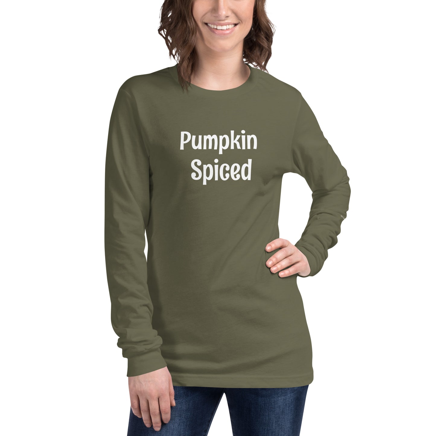 Pumpkin Spiced Unisex Long Sleeve Tee - Military Green