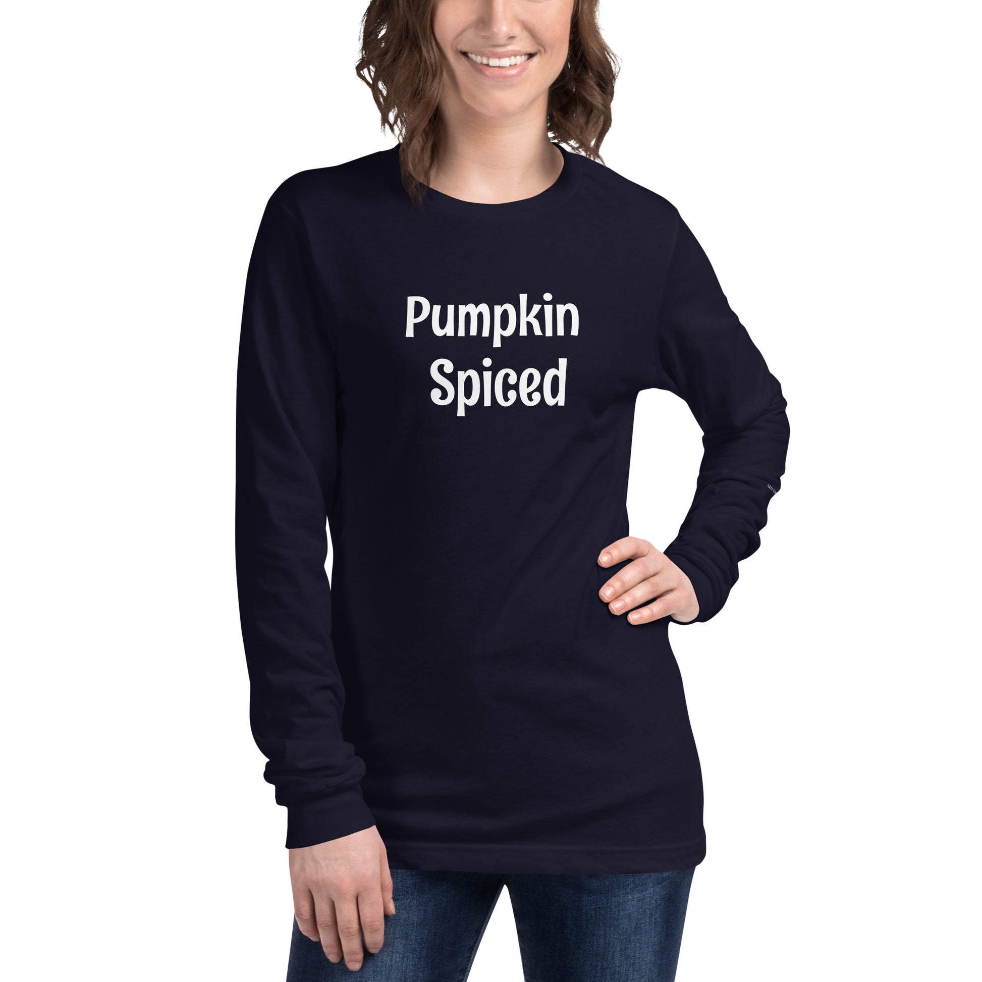 Pumpkin Spiced Unisex Long Sleeve Tee - Navy