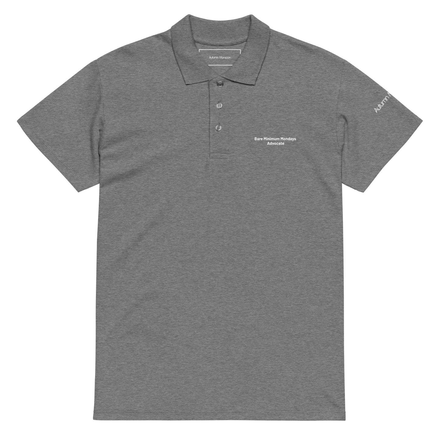 Bare Minimum Mondays Advocate Unisex Premium Polo - Grey Melange