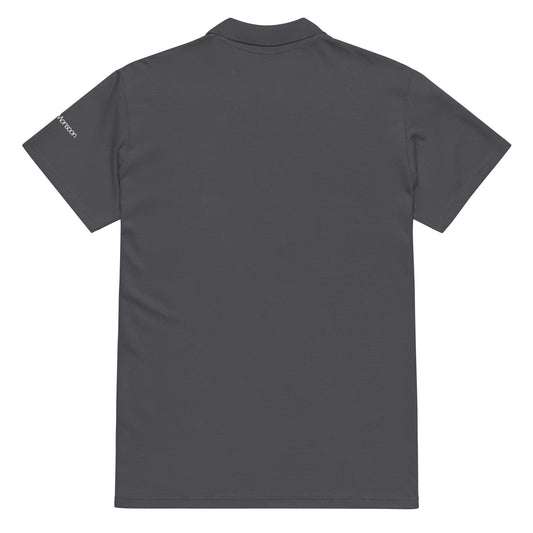 Gray polo shirt back