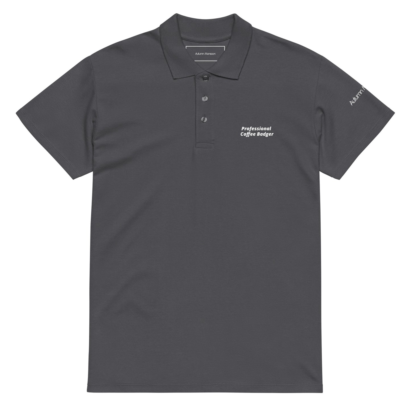 Professional Coffee Badger Unisex Premium Polo Mouse Grey
