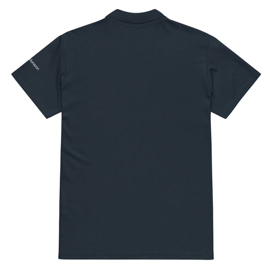 Navy blue polo shirt back