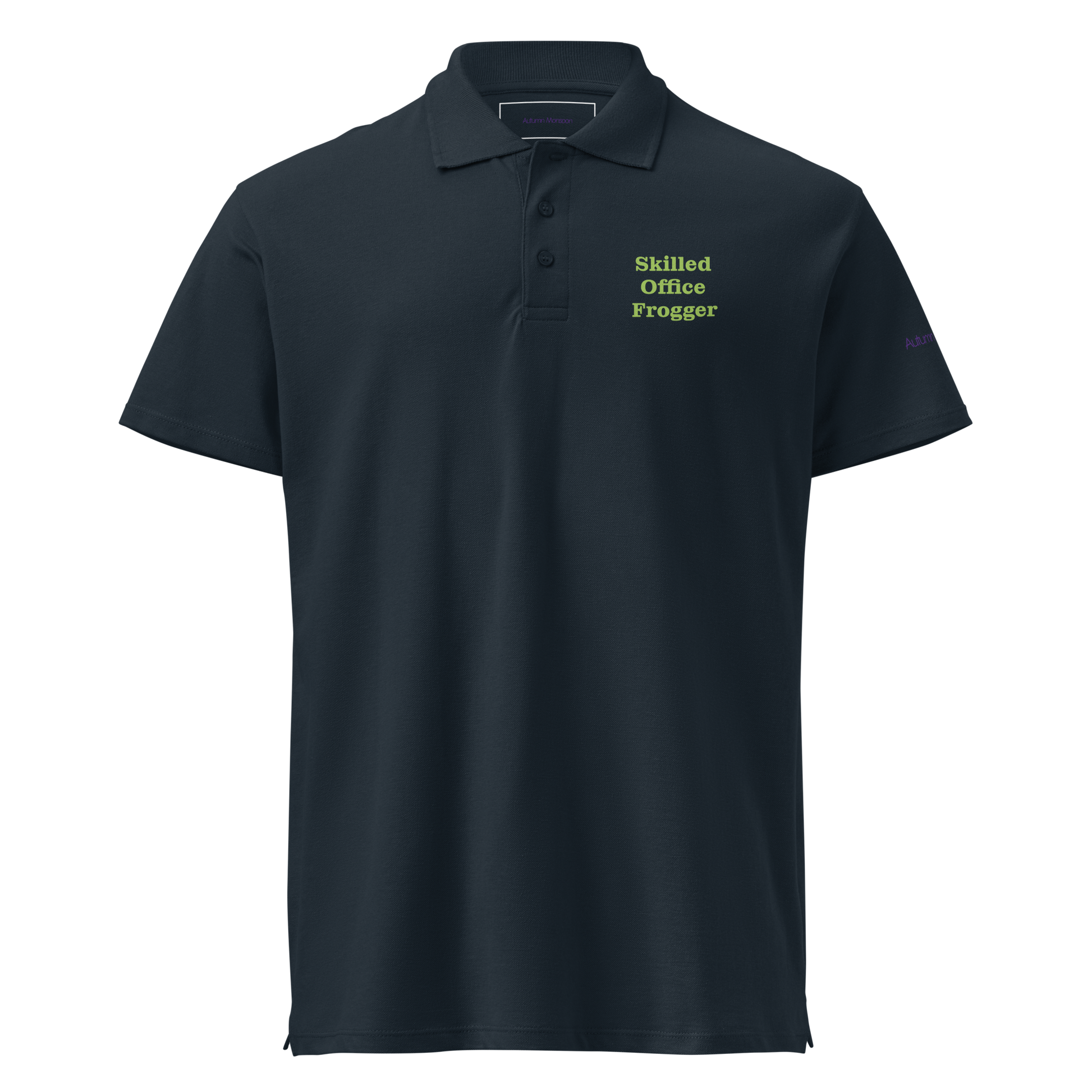 Skilled Office Frogger Unisex Premium Polo - Navy