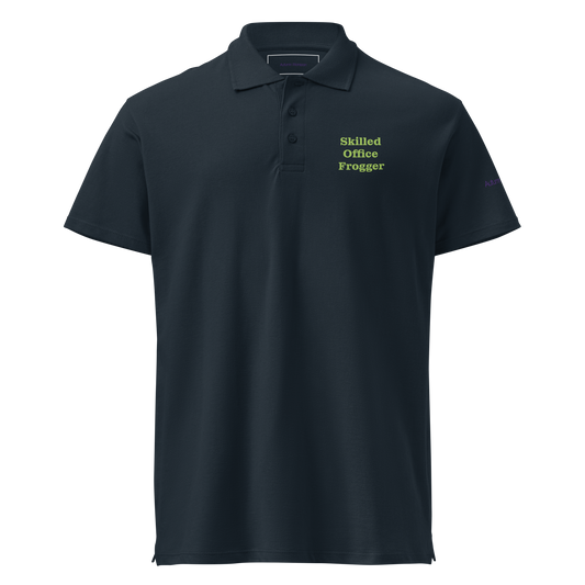 Skilled Office Frogger Unisex Premium Polo - Navy