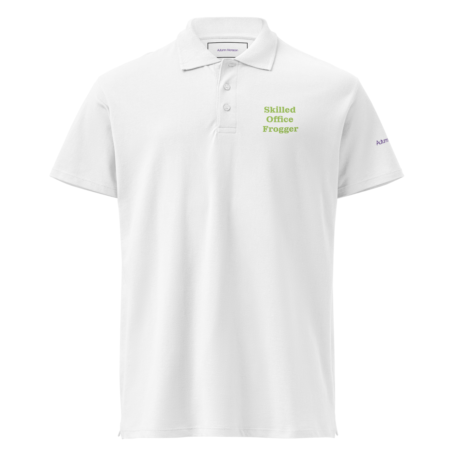 Skilled Office Frogger Unisex Premium Polo - White
