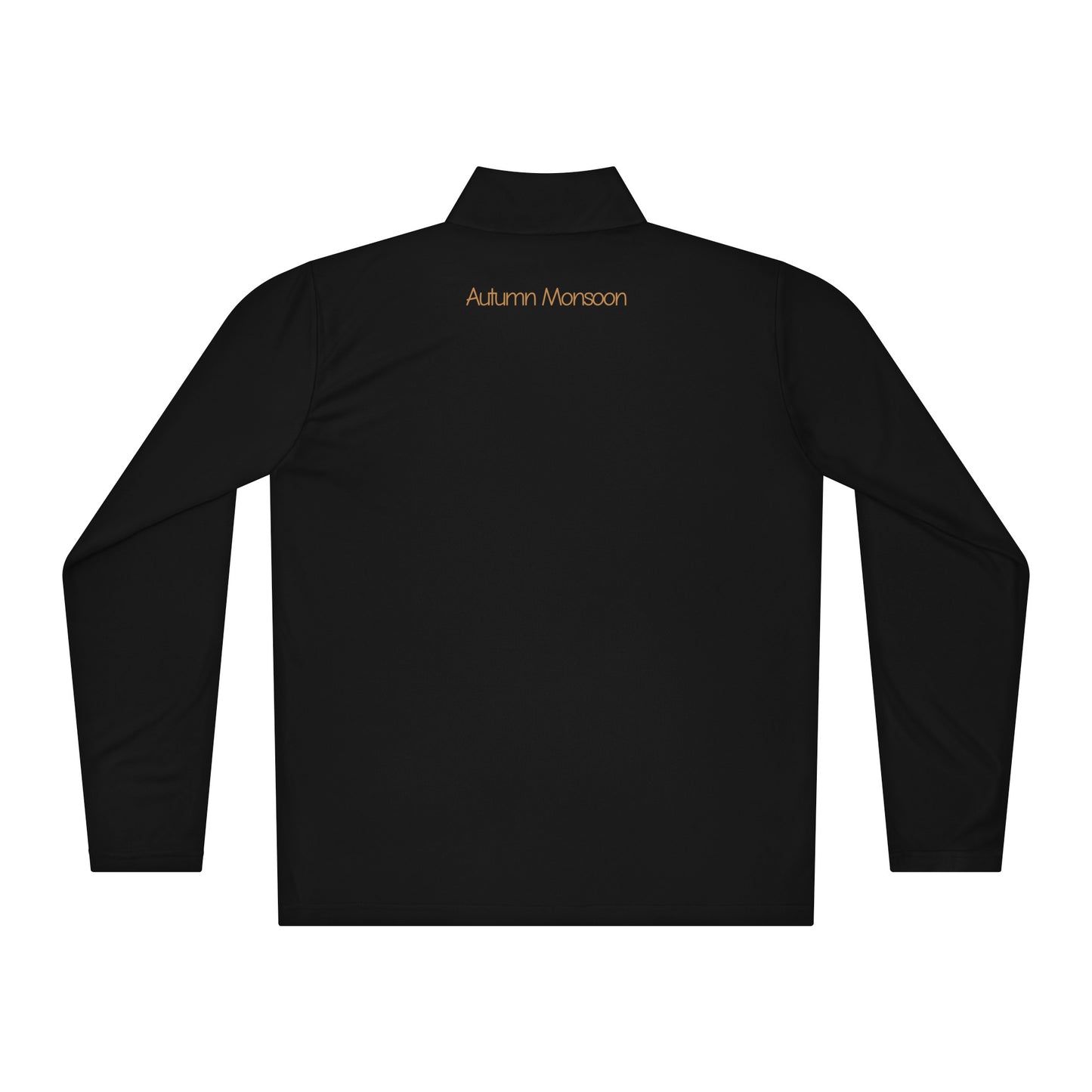 Black long-sleeve shirt with 'Autumn Monsoon' branding on a white background
