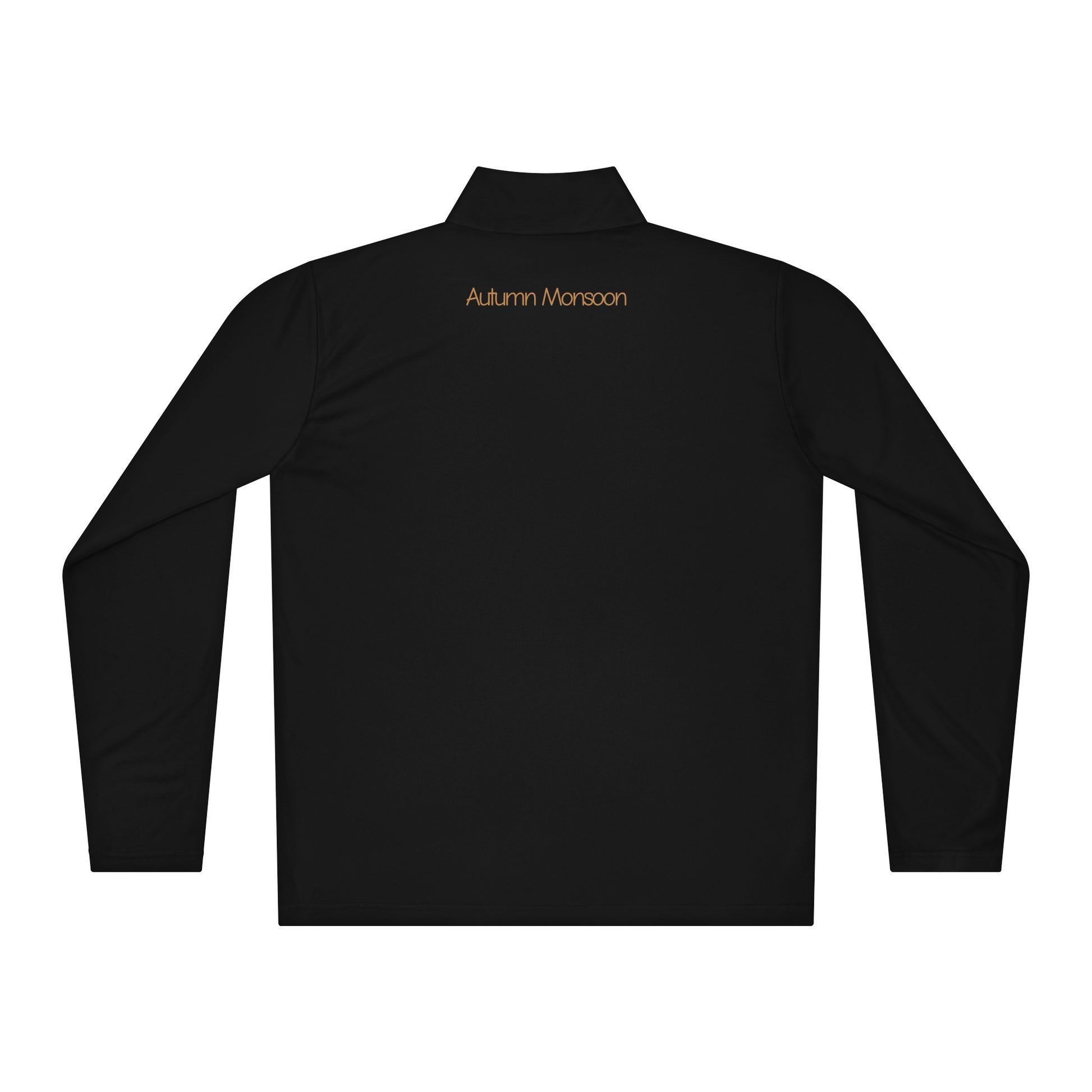 Black long-sleeve shirt with 'Autumn Monsoon' branding on a white background
