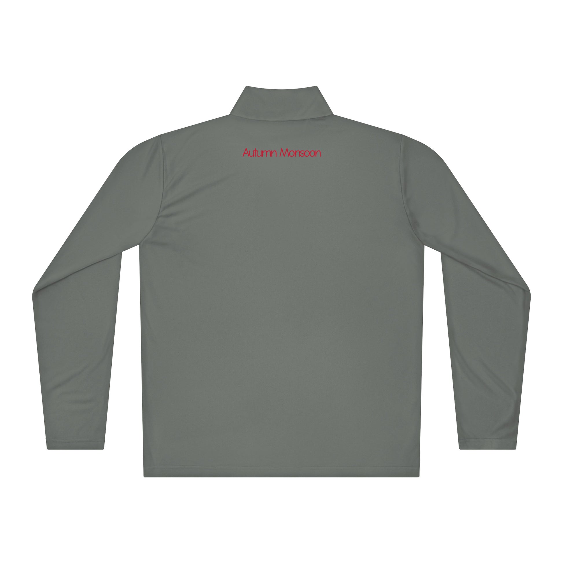 Gray long-sleeve shirt with a brand logo on the back against a white background