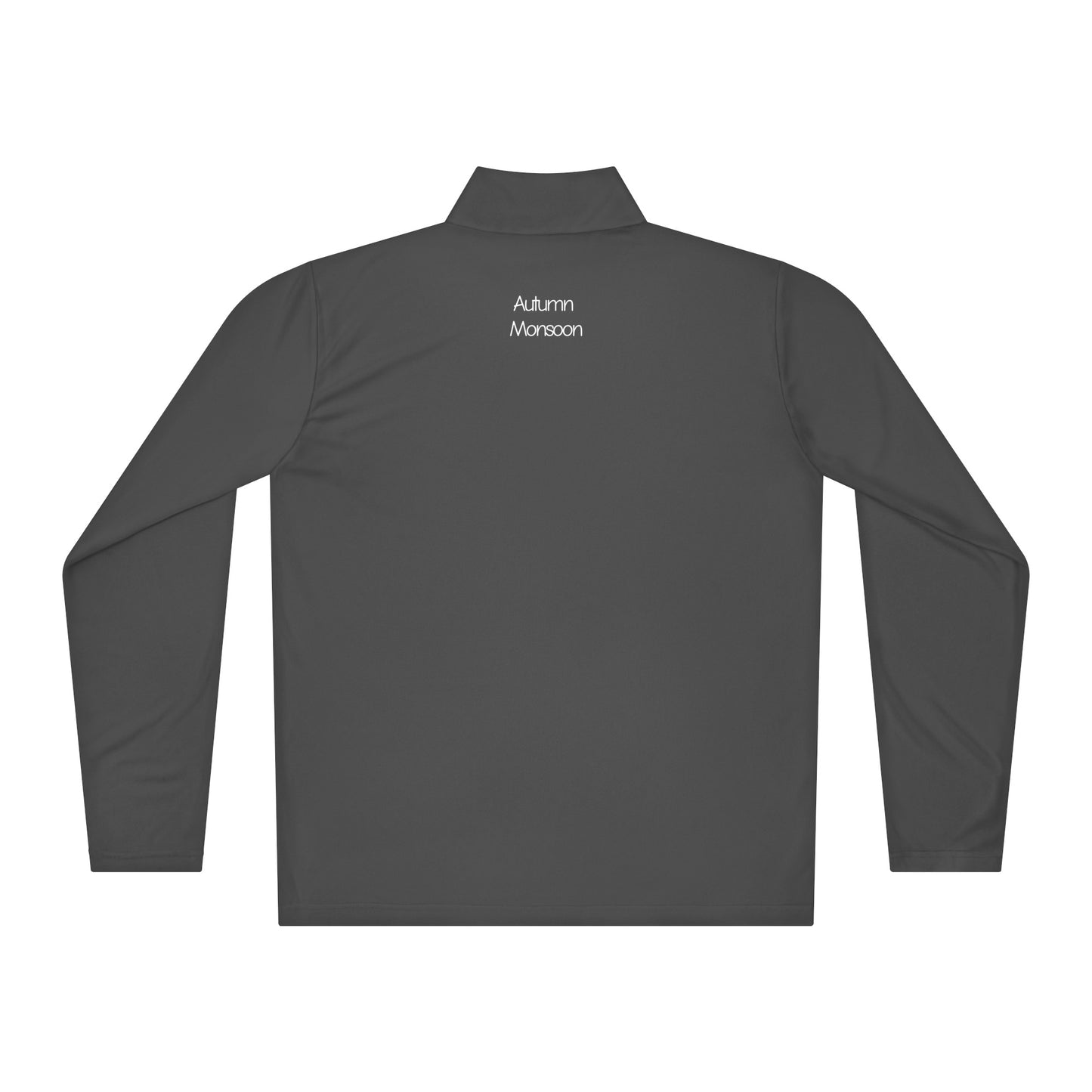 Dark gray long-sleeve shirt with 'Autumn Mountain' branding on the back against a white background