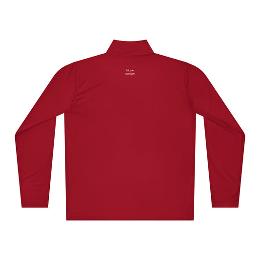 Red long-sleeve shirt with a brand logo on the chest against a white background