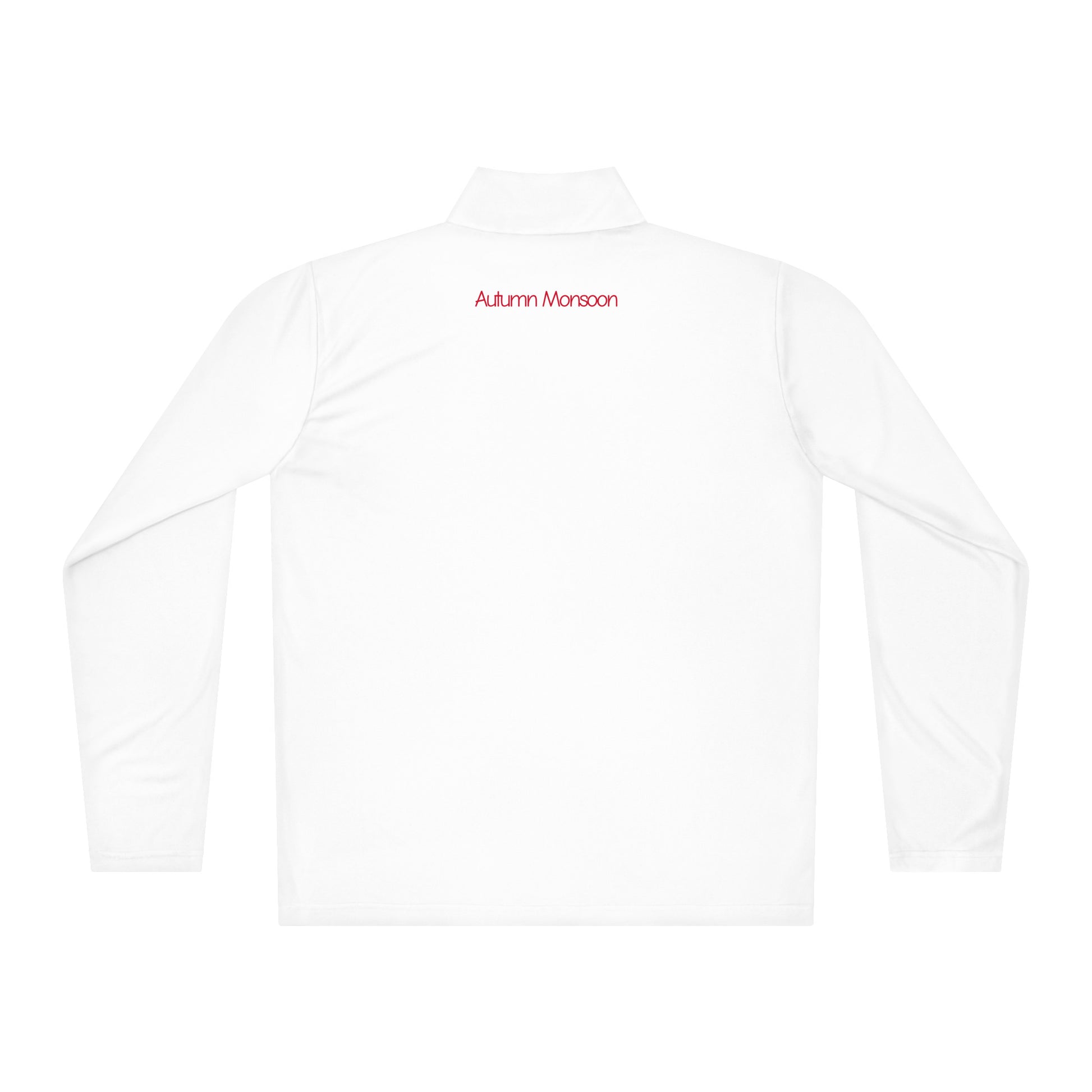 White long-sleeve crop top with 'Autumn Monsoon' text on a white background