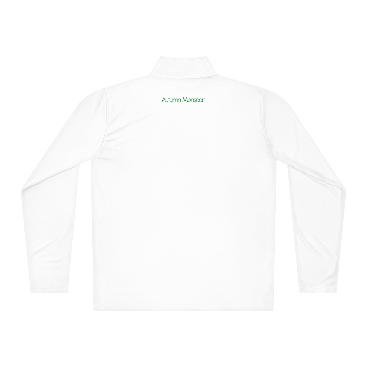 White long-sleeve crop top with 'Autumn Monsoon' branding on a white background