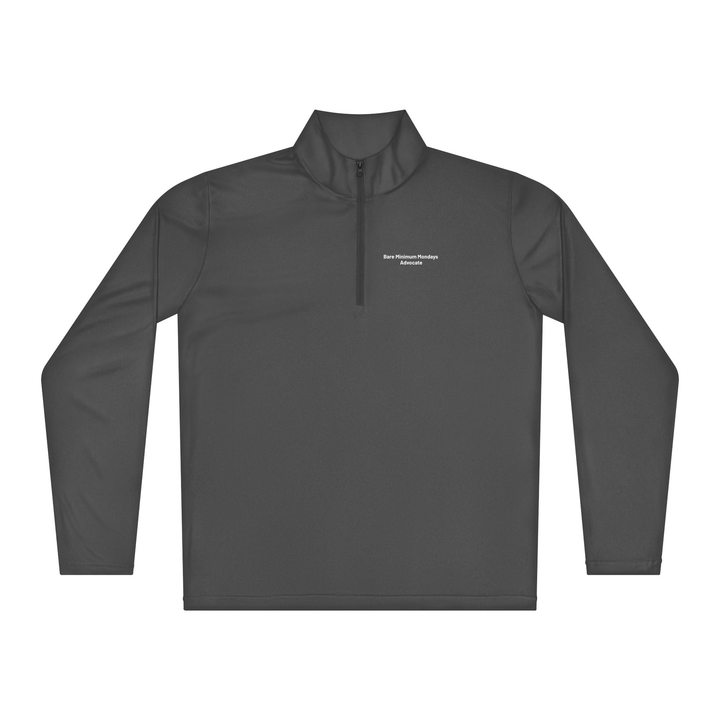 Dark gray long-sleeve pullover with a brand logo on a white background