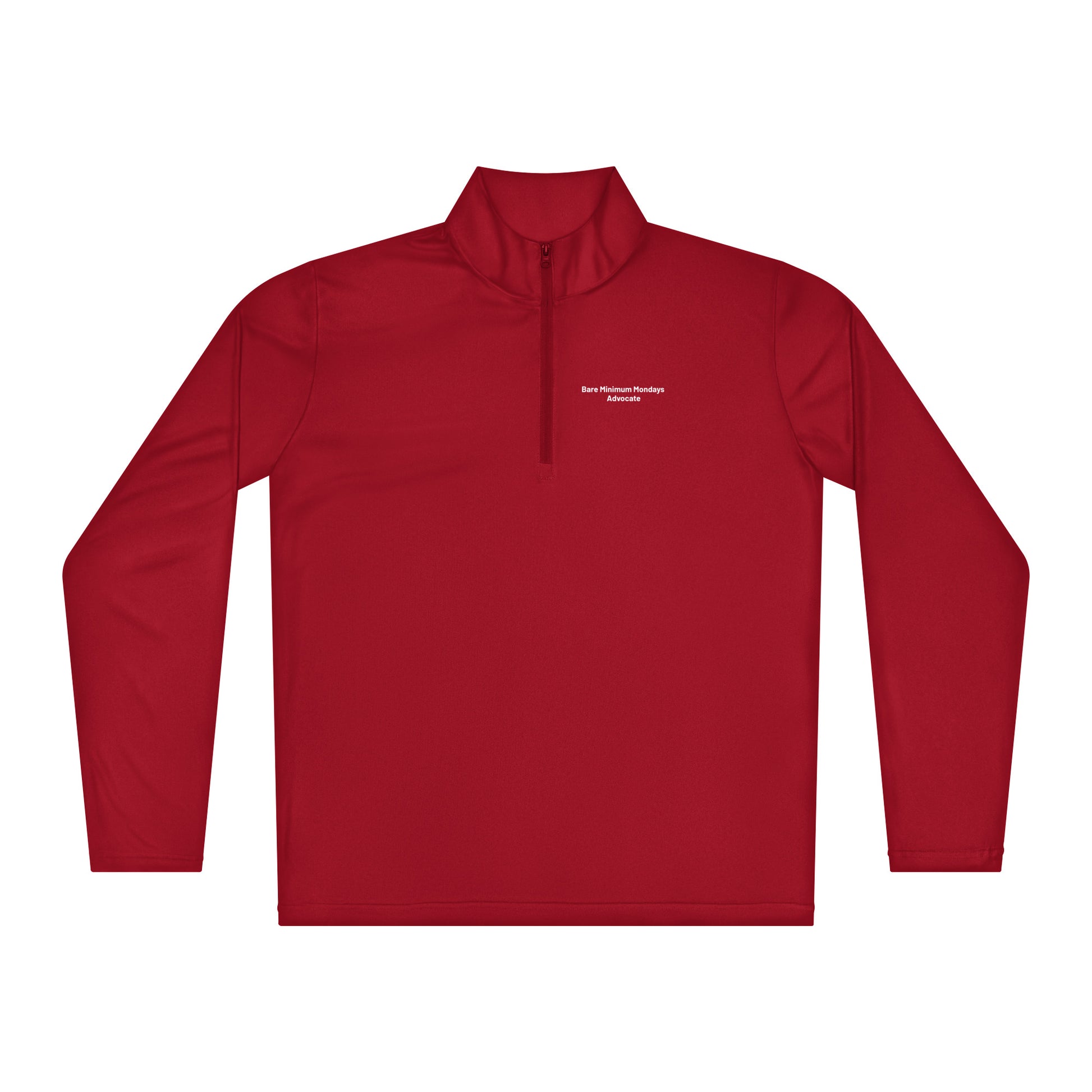 Red long-sleeve shirt with a small logo on a white background