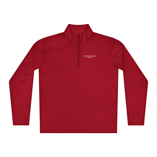 Red long-sleeve shirt with a small logo on a white background