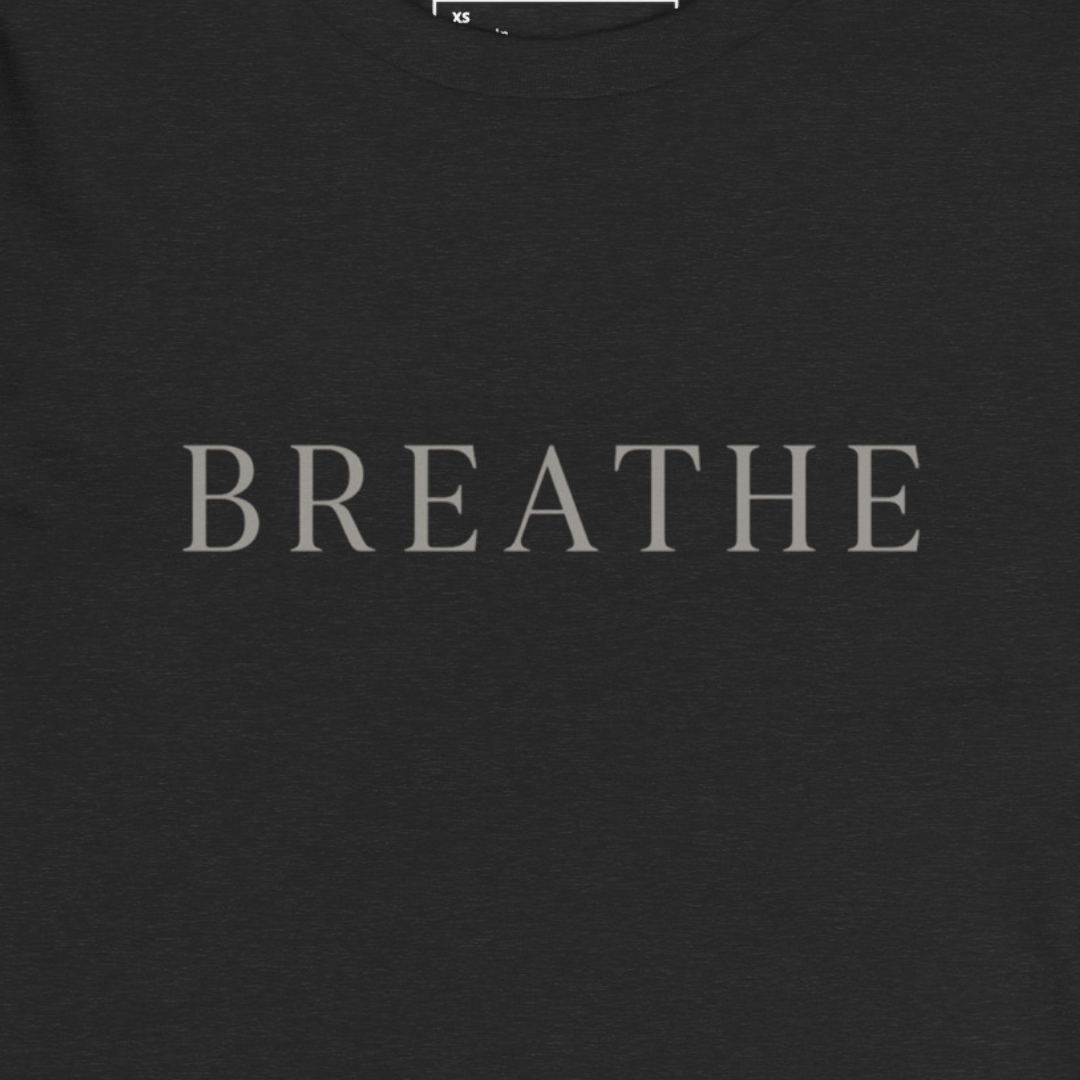 The word "Breathe" on a black background