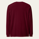 Back of a maroon long sleeve tee