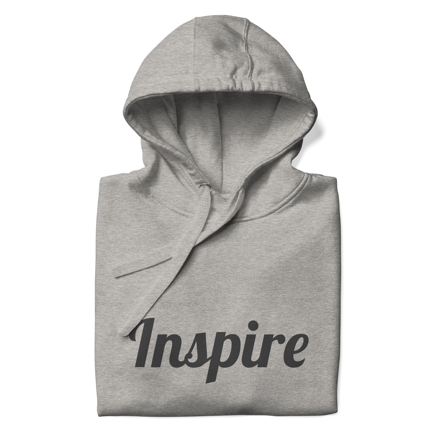 grey hoodie with the word Inspire