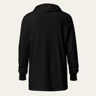 Back of a hooded long sleeve tee