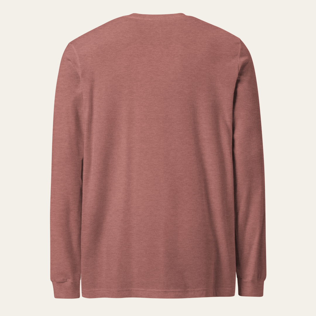 Back of a mauve long sleeve tee
