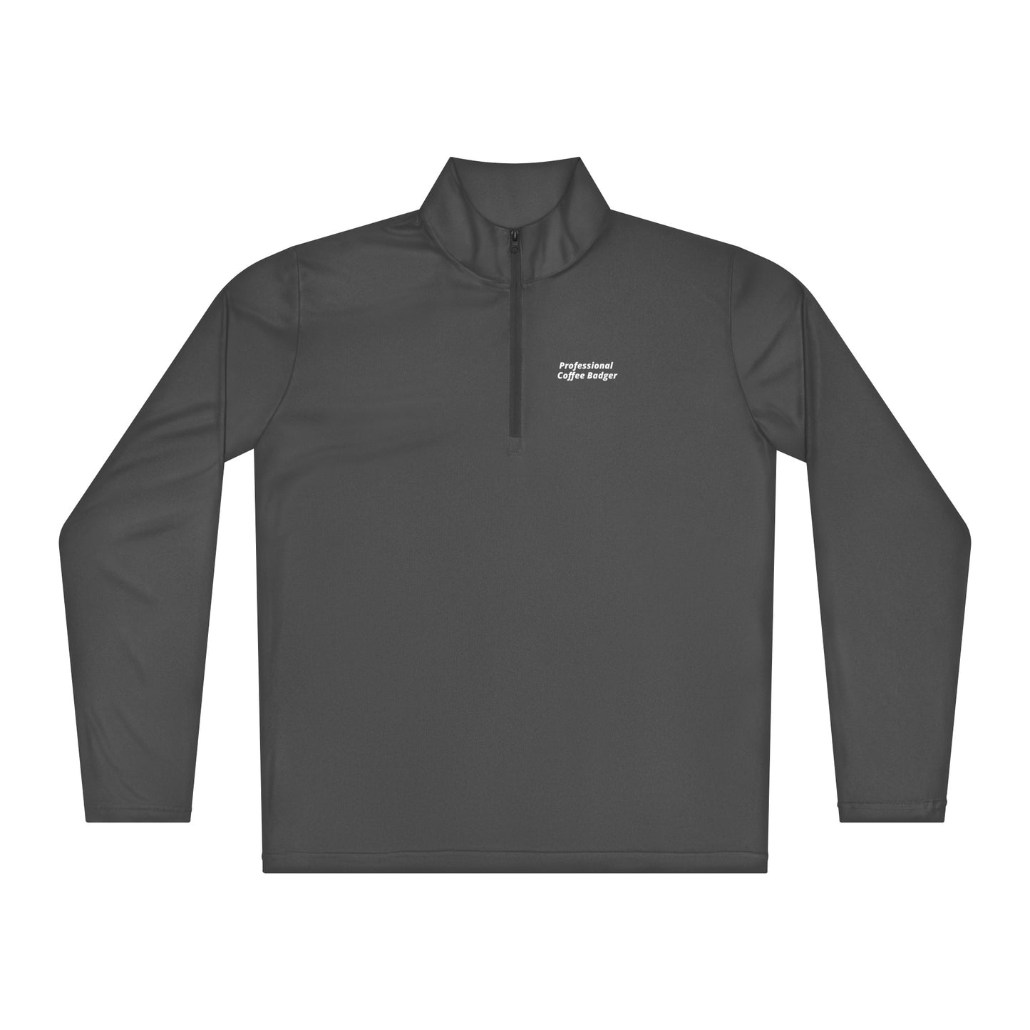 Dark gray long-sleeve shirt with a small logo on a white background