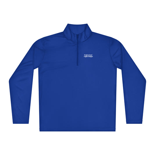 Blue long-sleeve shirt with a logo on a white background