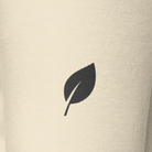 Beige hoodie with a small logo on the chest against a white background