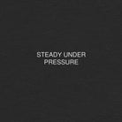 Black long-sleeve shirt with text on a white background