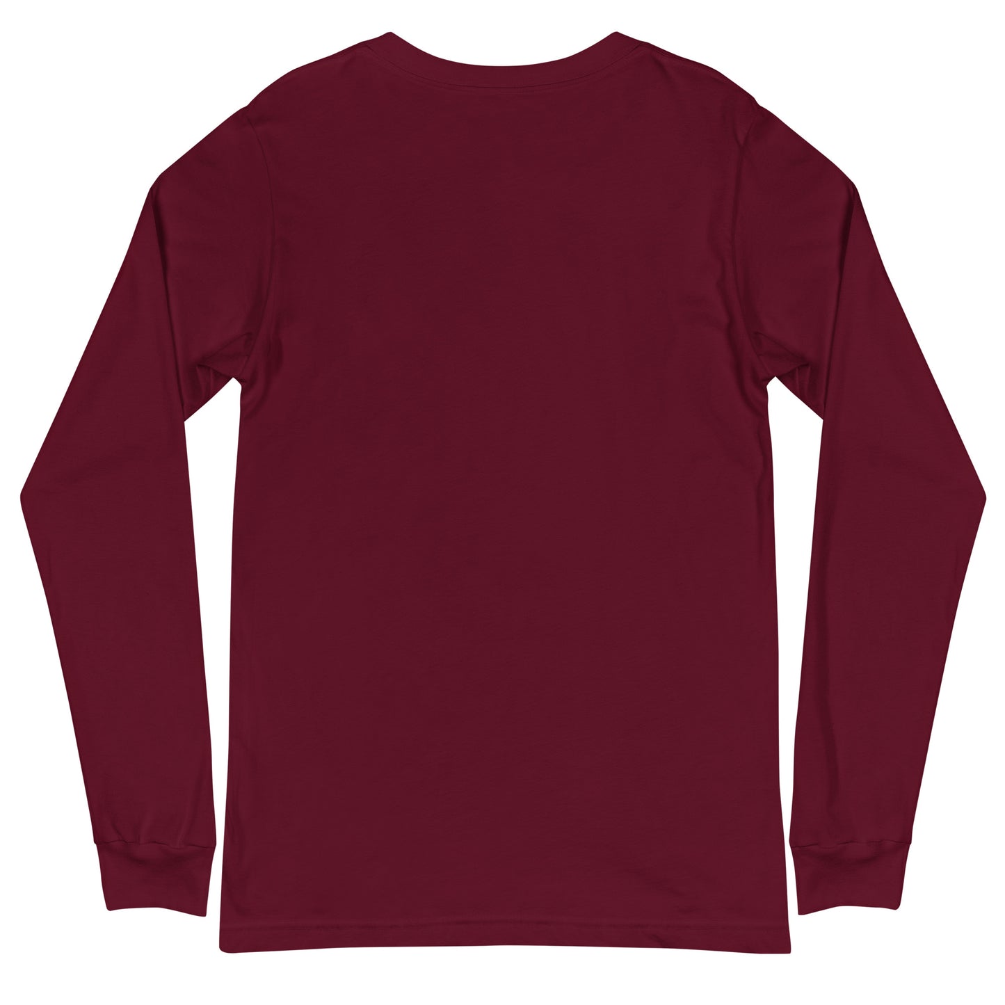 Maroon long-sleeve shirt on a white background