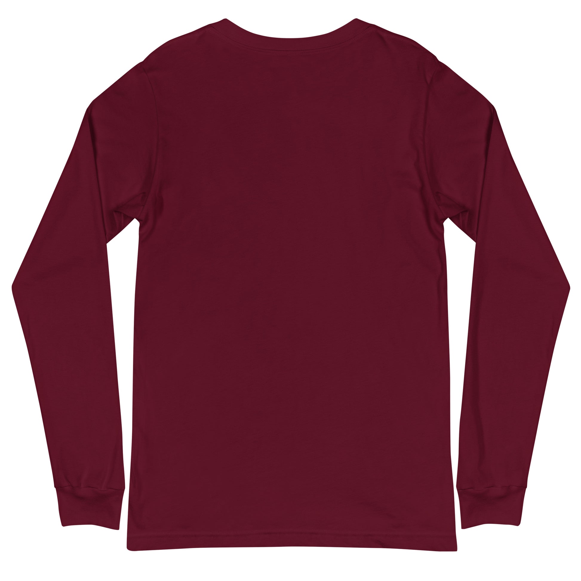 Maroon long-sleeve shirt on a white background