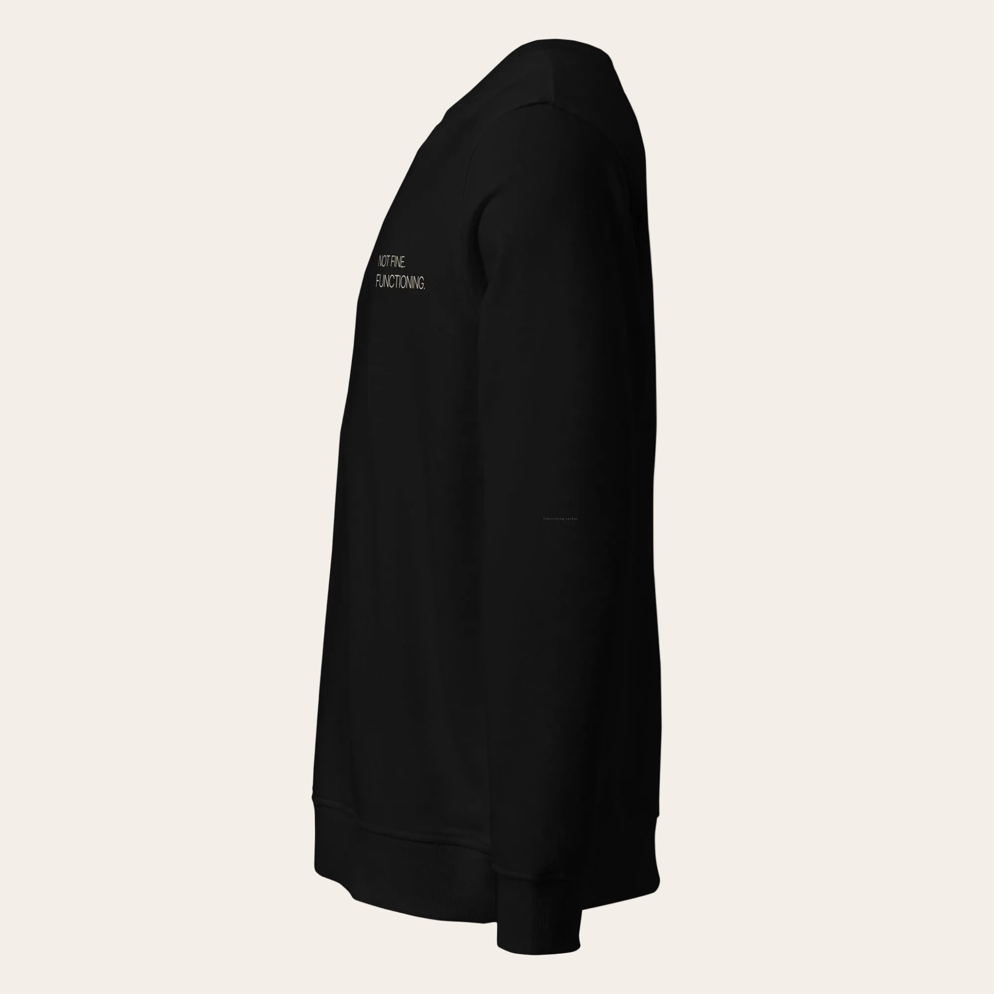 Brown sweatshirt with a logo on the sleeve against a white background
