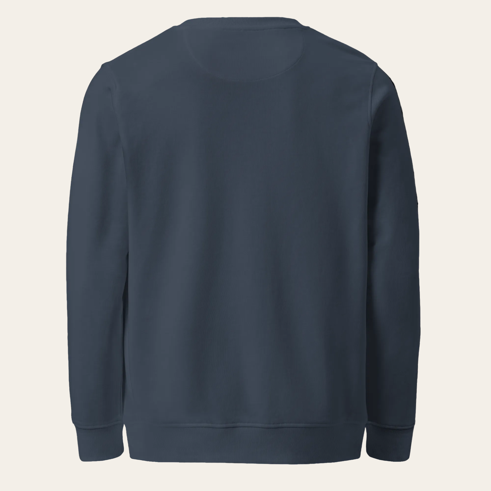 Navy blue sweatshirt on a white background