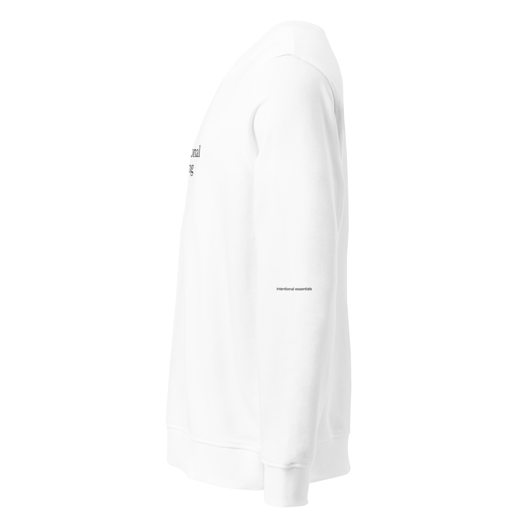 White long-sleeve shirt with a small logo on a white background