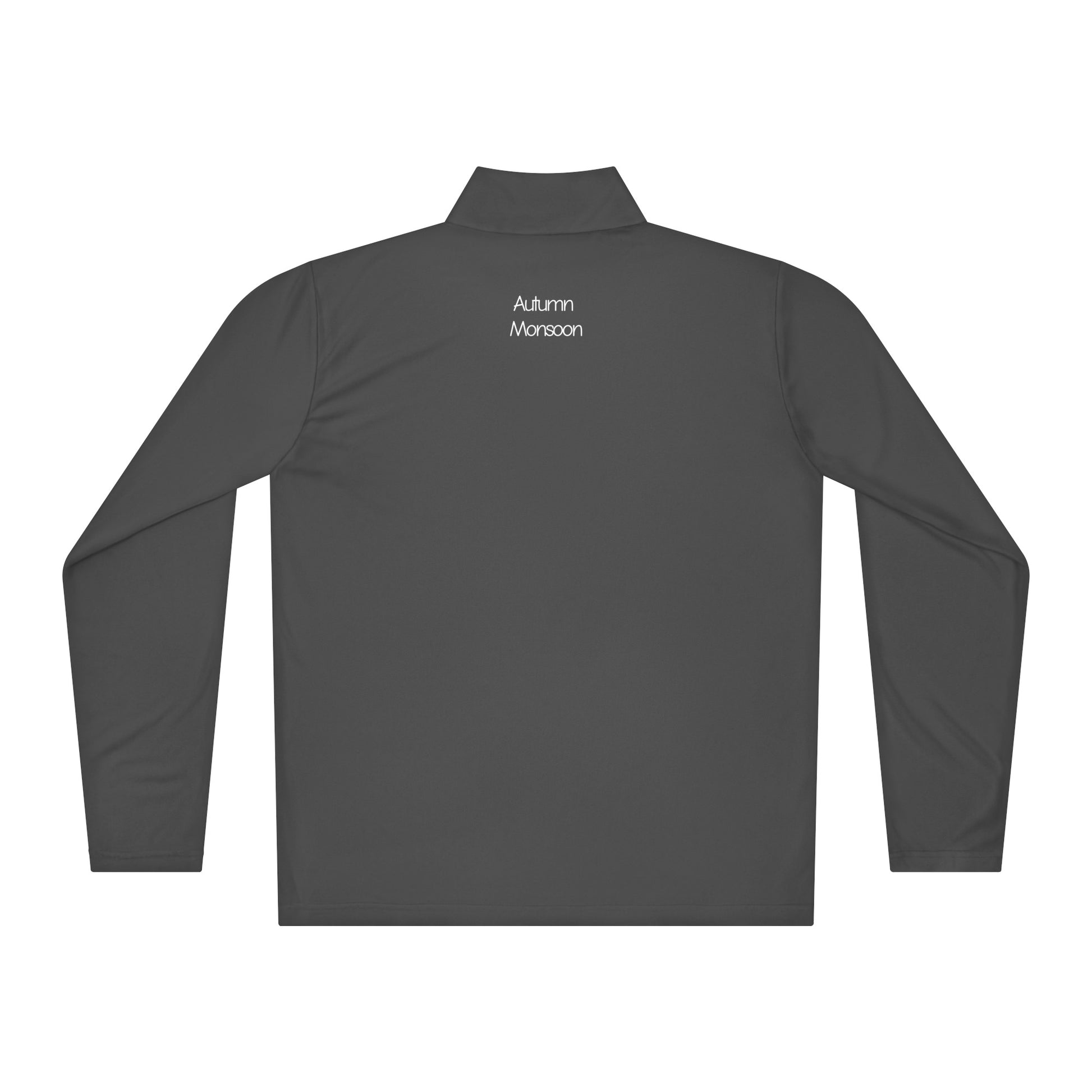 Dark gray long-sleeve shirt with 'Autumn Mountain' branding on the back against a white background